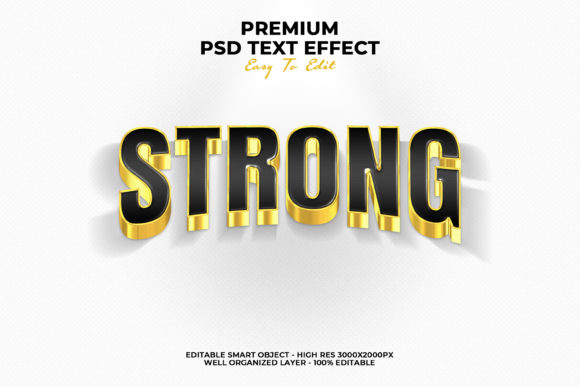 3d Gold and Black Strong Text Effect