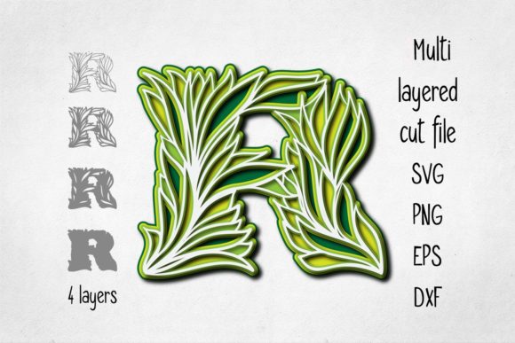 3D Layered Alphabet Letter R