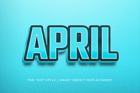 April Month 3D Text Style Effect Mockup