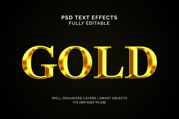 Gold Color 3D Text Effect Template