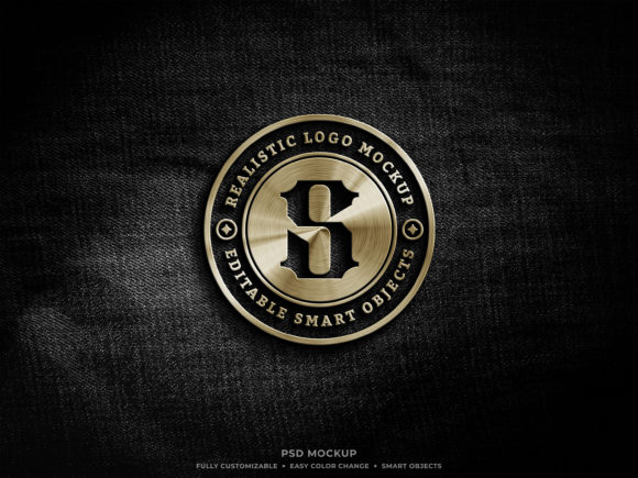 Golden 3D Metallic Logo Mockup PSD
