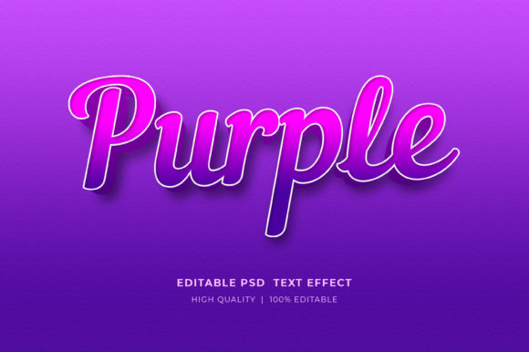 Purple Editable 3d Text Style Effect